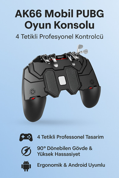 Coverzone 4 Tetikli Mobil Oyun Kolu 90° Döner, Ergonomik Kavrama, Android Uyu...