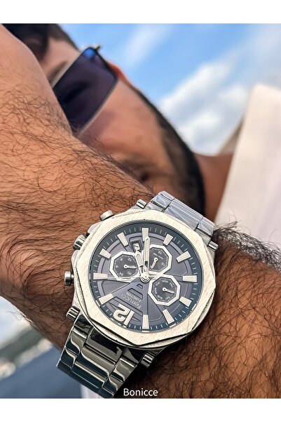 Ferrucci Functions Active, Silver Navy Blue Steel Cord Men's Wristwatch Bracelet