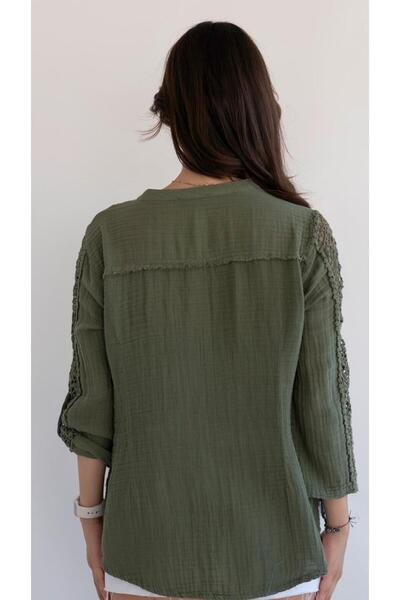 QYA Clothing Πουκάμισο μουσελίνας με λεπτομέρεια από δαντέλα από αυθεντικό βαμβάκι