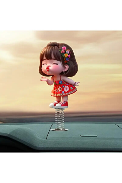 BaisheDesign دمية فتاة لطيفة على قاعدة هزازة تثبت على طابلون السيارة ، تتراقص...