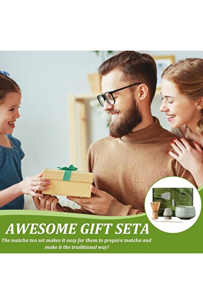 COOYA 4PCS Matcha Sets Matcha Kit,with Matcha Whisk and Bowl,Matcha Spoon,and Whisk Holder,Green