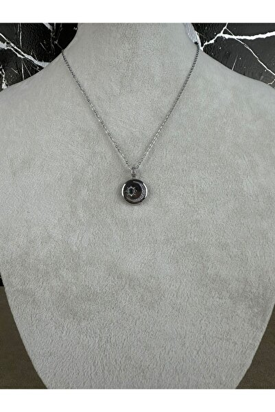 Mutenaura Steel Necklace with Moon and Star Figures