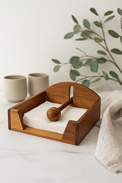 YUNUSOĞLU HOME Wooden Square Decorative Napkin Holder – Tabletop Decorative Napkin Holder