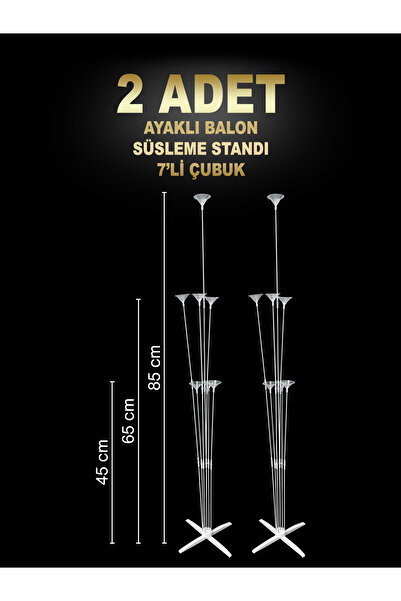 PASTAHÜMA Yeni 2 Adet Büyük Boy 7 Çubuklu Balon Standı