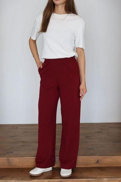 ronay giyim Women's Elastic Waist High Waisted Trousers P001Bbb