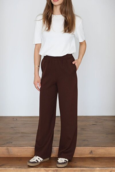 ronay giyim Γυναικείο παντελόνι με ελαστική μέση ψηλόμεσο P001bbb