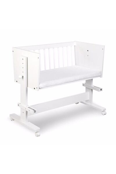DacEnergy Baby crib, made of wood, adjustable height, roller legs, one removable side, ...