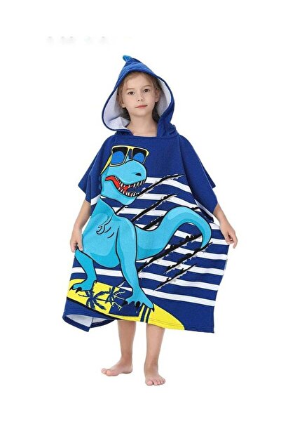 Saharaz منشفة حمام ديناصور، منشفة حمام سباحة بغطاء رأس للأطفال، منشفة حمام شا...