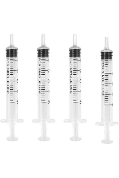 Gnaumore Комплект от 4 стерилни спринцовки, пластмасови, прозрачни/черни, 10 мл
