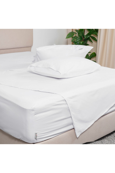 Bed N Home SA Flat bed sheet set, white, 100% Egyptian cotton, 250 thread count, 2 pillowcases, 270*280 cm