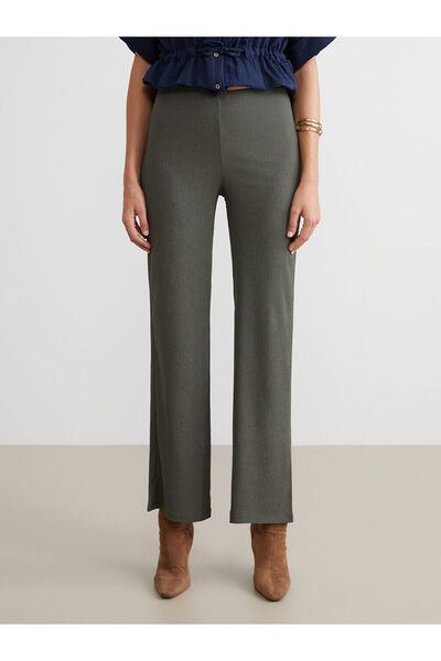 LC Waikiki Elastic Waist Textured Wide Leg Women's Trousers
