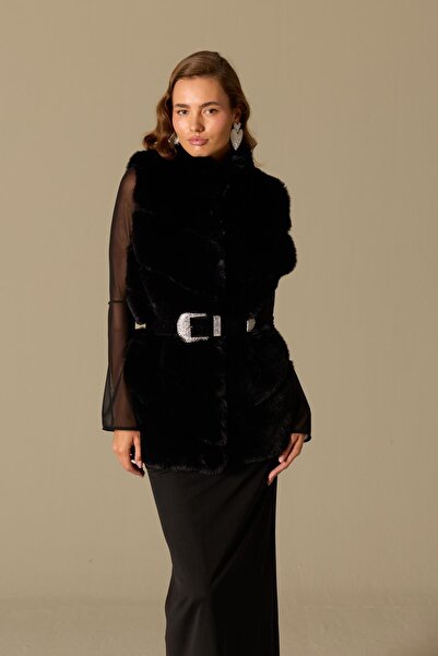 NOK İSTANBUL Star Kürk Yelek Black