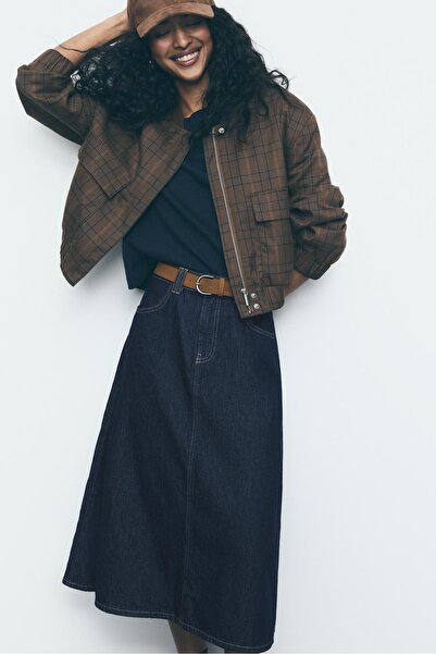 Stradivarius Belted denim maxi skirt