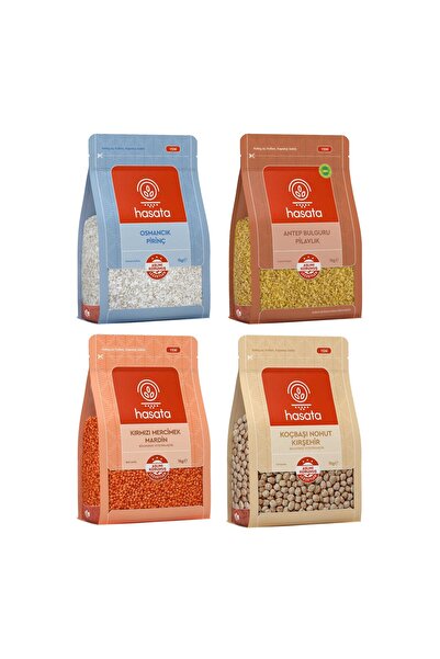 Hasata 4 lü Bakliyat Paketi (Pirinç-Mercimek-Bulgur-Nohut) 4 kg