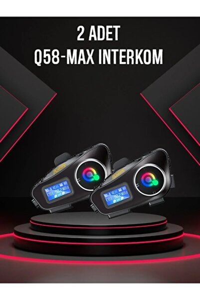 ALWAYS TEKNOLOJİ 2 ADET Q58 Max 400m Telsiz Özellikli 2 Kişi Bağlantılı Bluetooth Kask Kulaklık Ekranlı