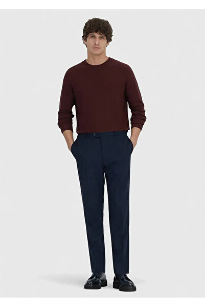 Ramsey Navy Blue Plain Woven Modern Fit Casual Trousers
