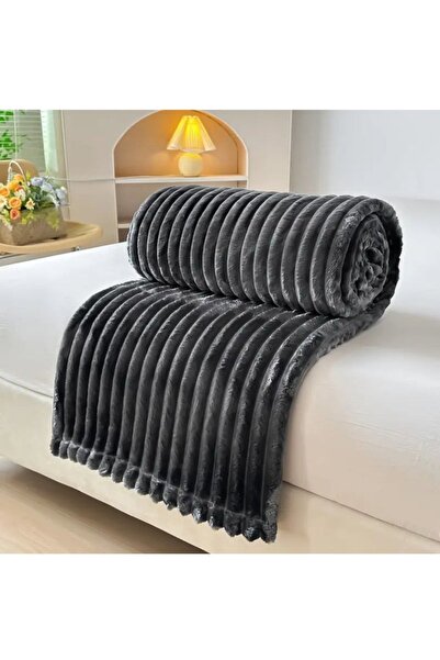 MİNG Lİ Soft & Warm 1kg Striped Flannel Blanket - 210 x 170cm Versatile Blanket for Bed, Sofa, & All Seasons