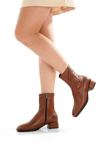 EYLÜLDEN MODA SHOES Frosty Низький каблук Tpu Підошва Тверда шкіра Прямий носок З боковою застібкою Стрейч-чоботи