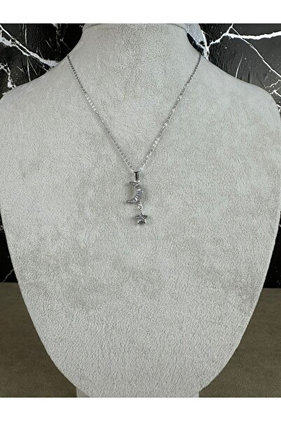 Mutenaura Steel Necklace with Moon and Star Figures