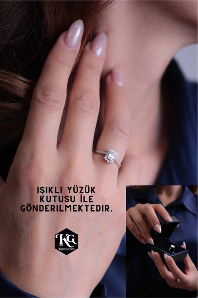 Kiriş Gümüş 925 Ayar Gümüş Baget Kadın Gümüş Yüzük Işıklı Kutu İle Birlikte H...