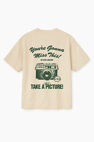 Altair Tr Oversize Beige Unisex Photo Printed T-Shirt