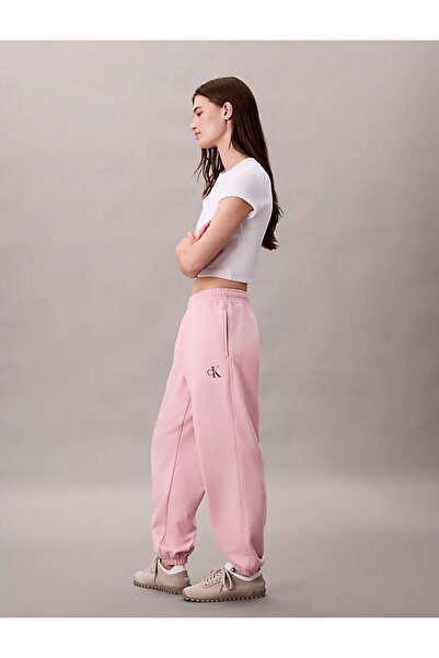 Calvin Klein Kadın Normal Kesim Beli ve Paçası Lastikli Pamuk Karışımlı CK Logolu Pembe Eşofman Altı LV047B235G-T