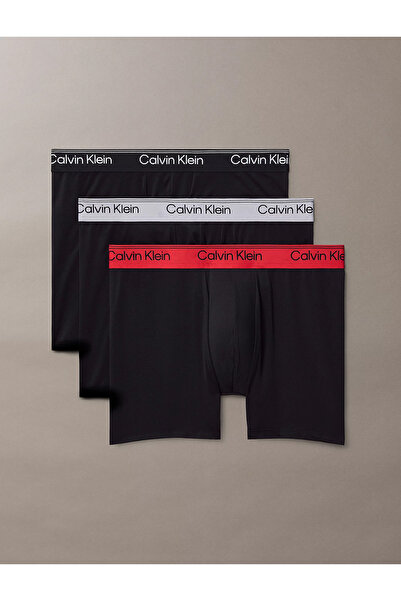 Calvin Klein Erkek Logolu Elastik Bel Bantlı Uzun 3'lü Çok Renkli Boxer LV00NB4410-0AZ