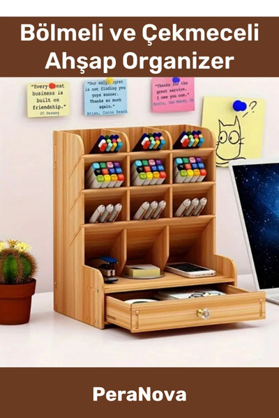 PeraNova Special Series Disassembled Home Office Study Table Durable Easy Assembly Wooden Organizer with Compartments and Drawers