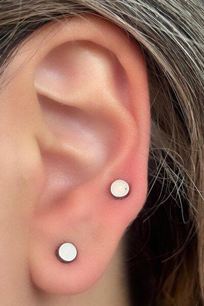 TAKIŞTIR Gümüş Renk Delik Gerektirmeyen Cerrahi Mıknatıslı Çelik Piercing