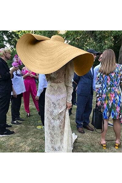 Generic Oversized Fashion Straw Weaving Beach Sunshade Hat