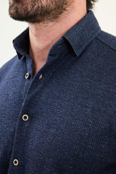 Mcr Patterned Slim Fit Men's Shirt Navy Blue - 27082.25K