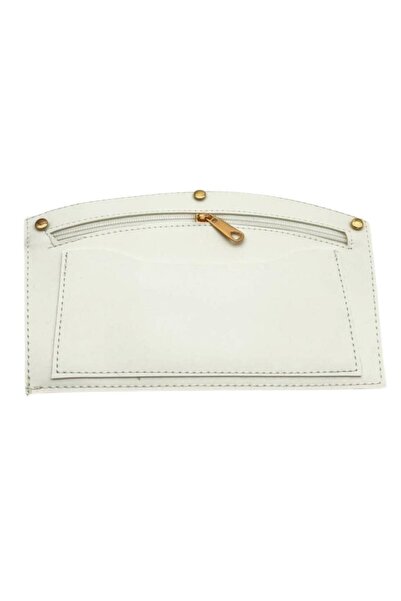 angel çanta aksesuar Angel Bag Accessory 24X15 cm White Color Trocked Faux Leather Pocket Light Gold Metallic