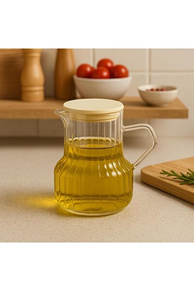 isra kristal Kapaklı Cam Yağlık Sürahi - Sızdırmaz Zeytinyağı ve Ayçiçek Yağı...