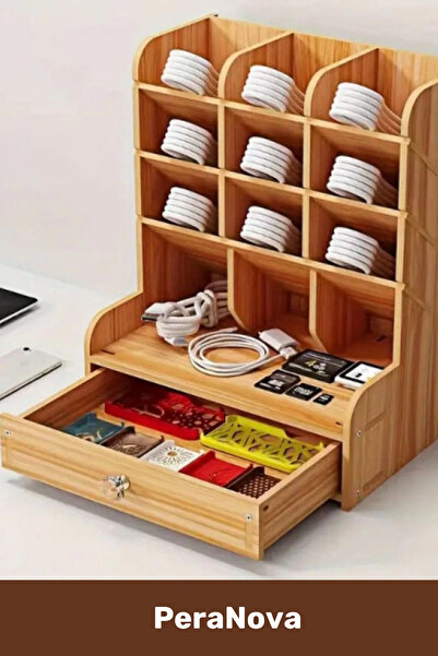 PeraNova Special Series Disassembled Home Office Study Table Durable Easy Assembly Wooden Organizer with Compartments and Drawers