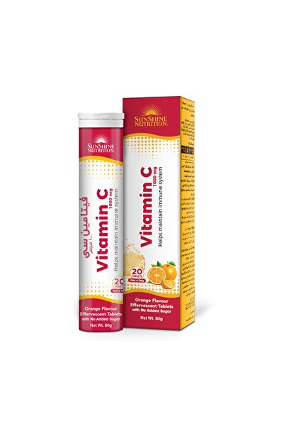 Sunshine Nutrition Vitamin C 1000mg Effervescent Orange Flavour – 20 Tablets