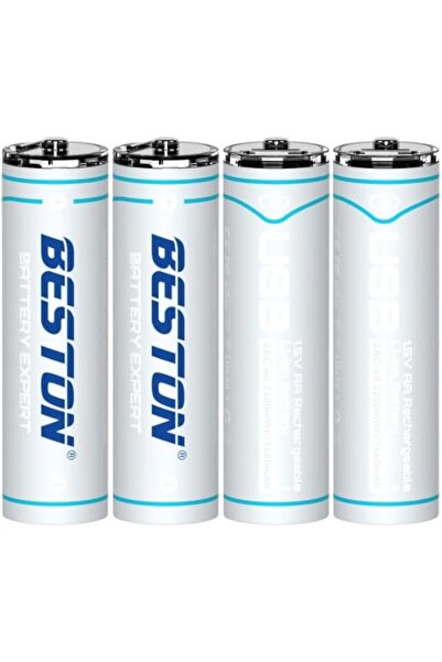 Beston بطاريات AA قابلة لإعادة الشحن 2200 مللي أمبير في الساعة - شحن من USB إ...