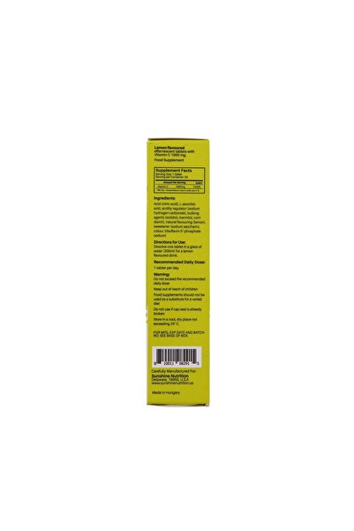 Sunshine Nutrition Vitamin C 1000mg Lemon Effervescent – 20 Tablets, Boost Immunity
