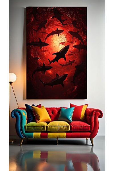 özkacar SHARK GANG Tablou pe pânză pentru decorarea casei, perete, salon, sal...