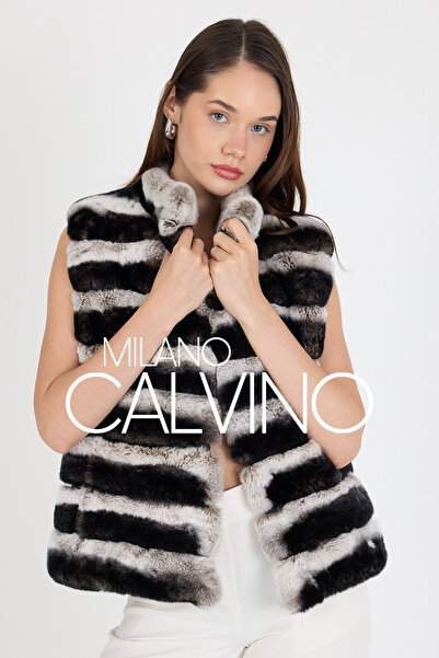 Milano Calvino سترة فرو شينشيلا ريكس