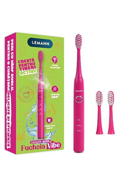 Lemann Periuta de dinti sonica electrica pentru adolescenti, Cool Fuchsia Vibe, 40.000 vibratii pe m