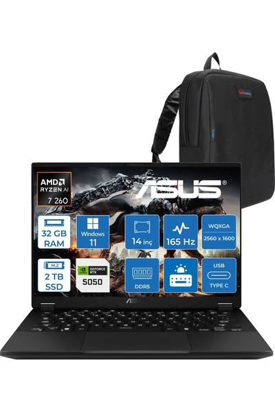 ASUS Tuf Gaming A14 FA401UH Amd Aı Ryzen 7 260 32GB Ddr5 2tb SSD 8GB/RTX5050 ...