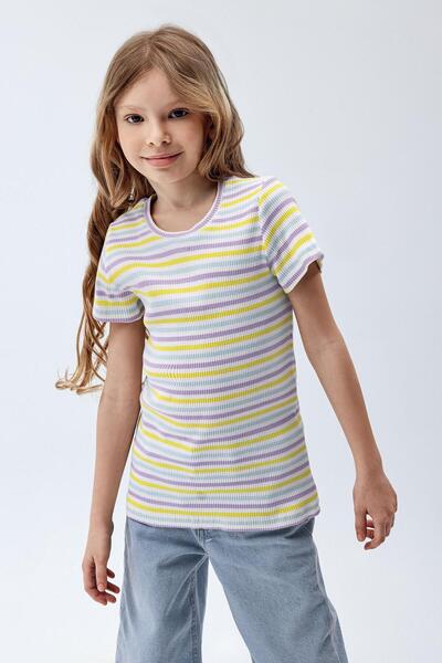 Brix Fete cu dungi material reiat cu maneca scurta tricou culori cu dungi