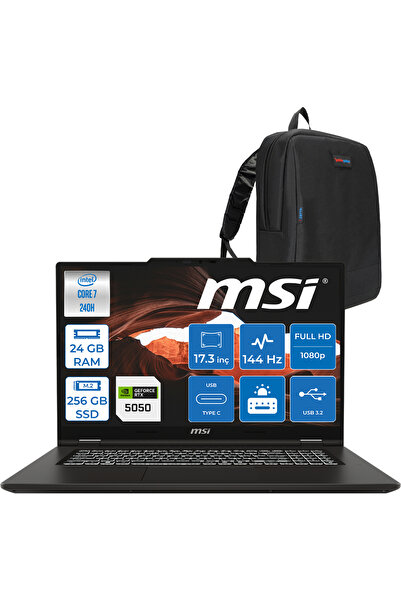 MSI Venturepro 17 Aı 240H 24GB Ddr5 256GB SSD 8GB/RTX5050 45W 17.3" 144HZ IPS FDOS Z027XTRF01+ZettaÇNT