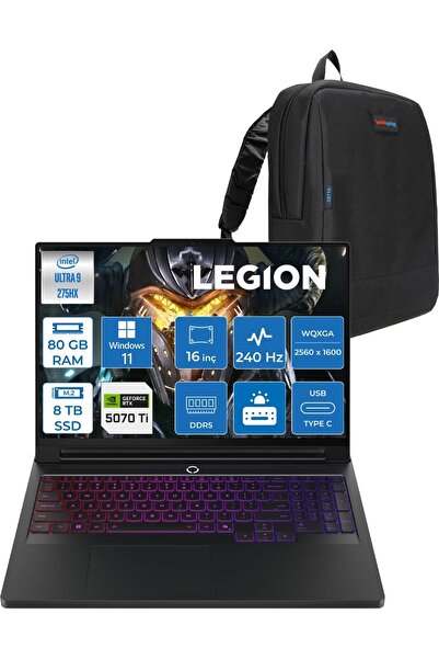 LENOVO Legion Pro 7 U9 275HX 80GB 8tb W11PRO 12GB RTX5070TI 140W 16" OLED 500NITS 83F5004QTRP49+ZETTAÇNT
