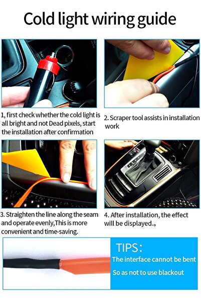 Generic Car LED EL Wire Neon Light Strip with 12V Cigarette Lighter Adapter for Interior Decoration Blue