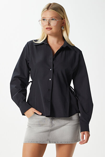 Ritnice Women's Adrian Side Tie Detailed Black Shirt
