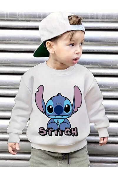 AEMİ سويت شيرت للأطفال مصنوع من القطن بطبعة ستيتش وياقة دائرية