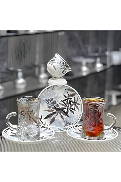 Generic طقم كاسات وبيالات 36 قطعة منقوش