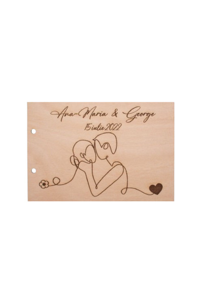 OEM Album Foto GuestBook Nunta HH1593 Personalizat din lemn Siluete Indragost...