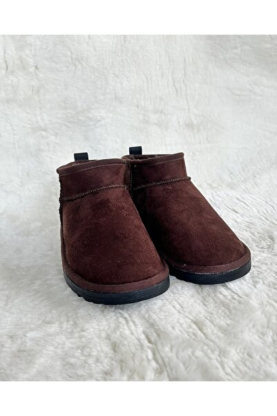 ALTUNTAŞ Kadın ultra mini süet kürklü bot içi kürklü bot&bootie kahverengi